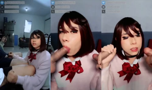 Meisucubus - Trap boy threesome with cum facial | Transgender Video